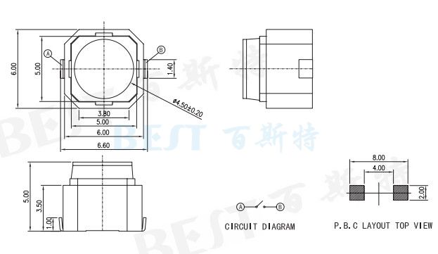 輕觸開關(guān)TS-0603參考圖紙