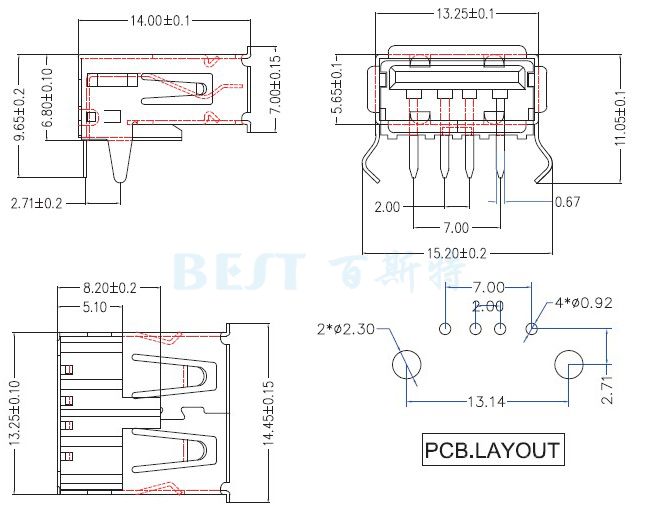 USB插座USB-A-06