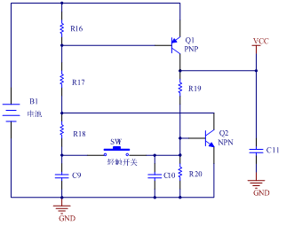 輕觸開關實現(xiàn)自鎖功能電路圖